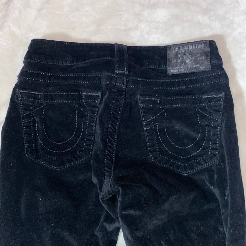 TRUE RELIGION VELVET FLARE LOW WAISTED JEANS